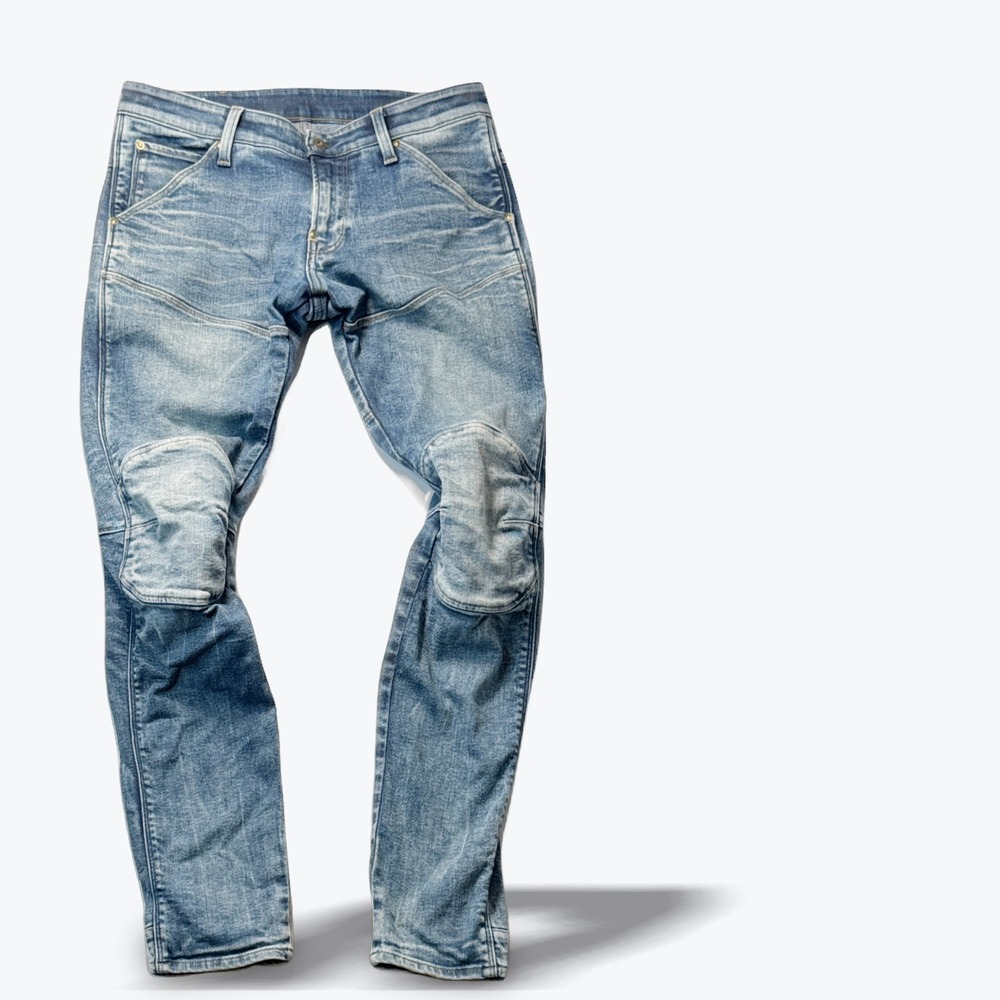 G Star RAW Jeans Mens 5620 3D Super Slim Moto Blue Denim Articulated Knees32x32